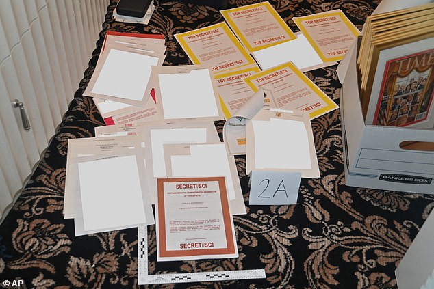 A photo of the documents seized during the August 8 FBI search of Trump's Mar-a-Lago estate