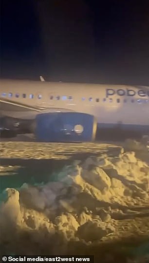 On January 8 a Pobeda airline plane skidded off the runway and got stuck in deep snow, aborting its takeoff