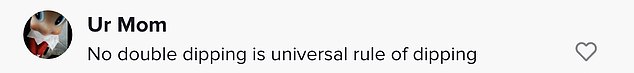 Several viewers took to the comments section to share strong opinions about the unsanitary practice of double dipping.