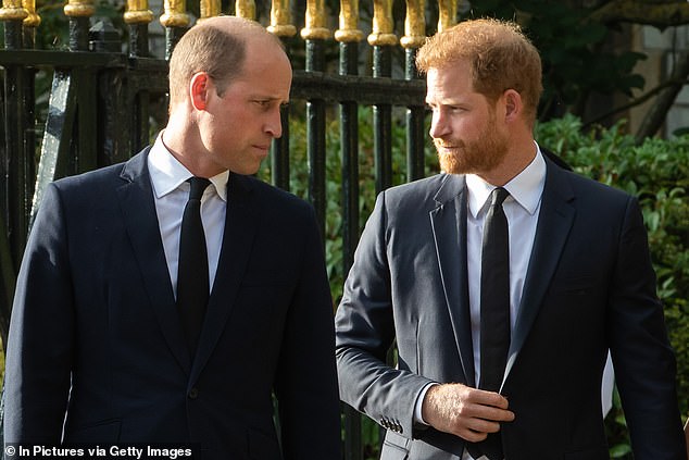 Spare's 'exploding' pages also include allegations of a physical fight with his older brother, Prince William, at Nottingham Cottage in 2019 (pictured together on September 10).