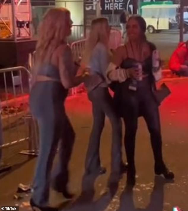 After throwing her beer at the woman who confronted her, the self-proclaimed influencer and her three friends stormed off.