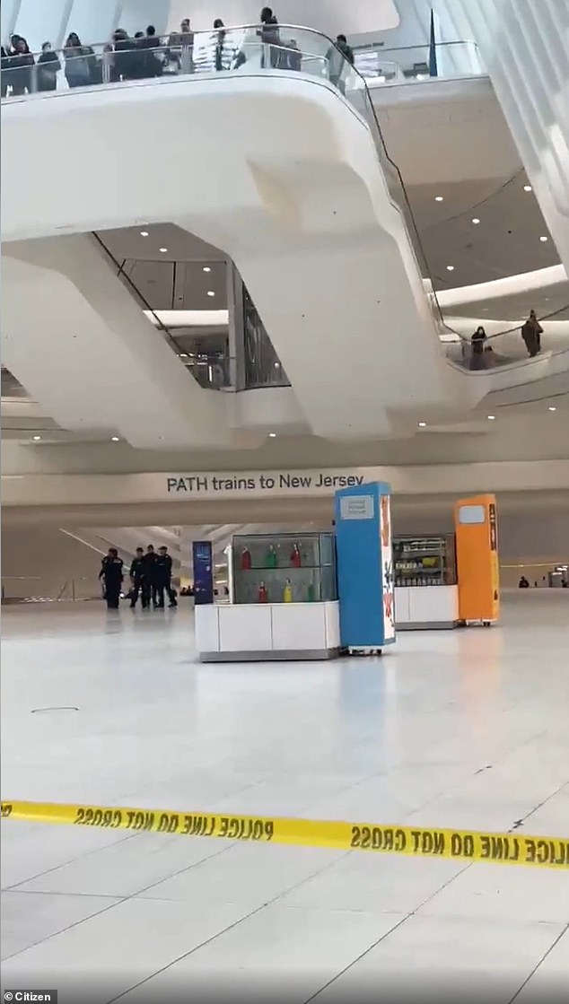 There is a cordon in place inside The Oculus, which is the building that houses the World Trade Center's PATH and Subway platforms.