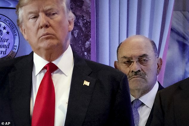 Weisselberg, the former chief financial officer of the Trump Organization, pleaded guilty in August, admitting that from 2005 to 2017, he and other executives received bonuses and benefits that saved the company and themselves money.  Pictured: Weisselberg appears with President Trump in January 2017 inside the lobby of Trump Tower in New York City.