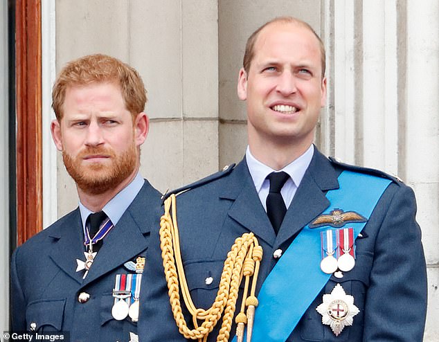 It also includes claims that the Prince of Wales physically attacked Harry and taunted him for his panic attacks, and that the King put his own interests above Harry's and was jealous of the Duchess of Sussex and the Princess of Welsh.  (Pictured: Harry and William at Buckingham Palace on July 10, 2018)