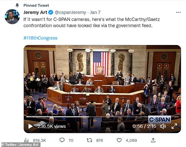 C-SPAN's Jeremy Art tweeted what C-SPAN watchers would have seen had the cable channel not been allowed to bring its own cameras during the speaker drama last week.