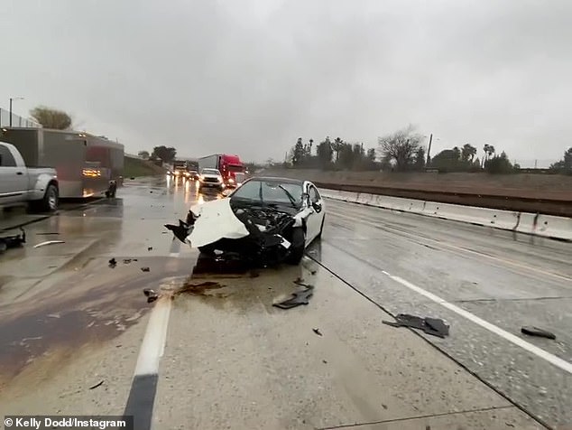 The incident occurred on a highway wet from recent rains