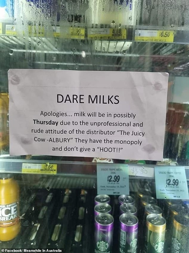 Locals have expressed dismay to find their local IGA's shelves devoid of the coffee-flavoured milk after the dispute (pictured)