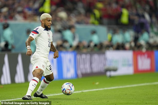 Yedlin controls the ball during the FIFA World Cup Group B match between the United States and Wales