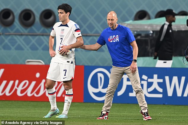 The unraveling of a decade-long friendship between the two families ultimately stems from Berhalter (right) choosing not to play much with Gio Reyna at the World Cup in Qatar.