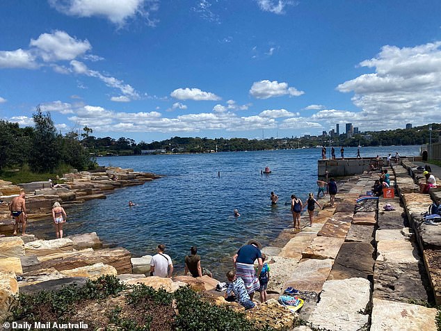 The closed ocean pool (pictured) opened to the public at Marrinawi Cove, at the northern end of the Bangaroo Reserve, for the first time this week.