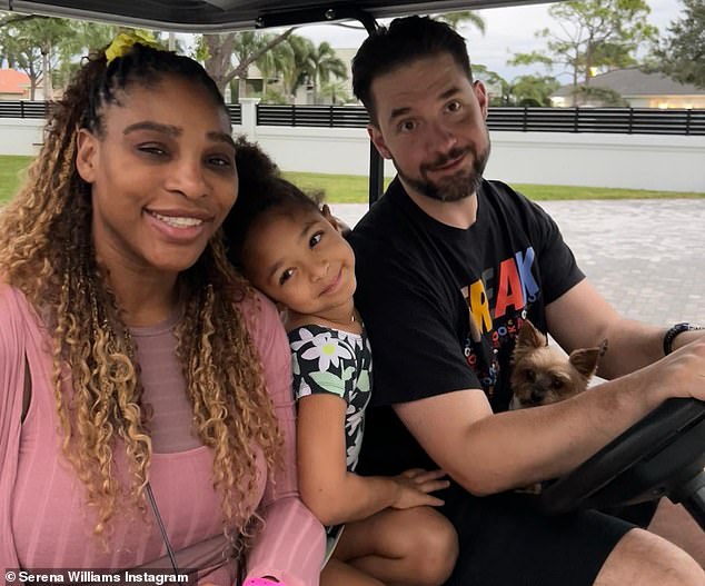 Williams, 41, (pictured with daughter Olympia and husband Alexis Ohanian) didn't use the word retirement when asked about her future;  instead, she says that she is 