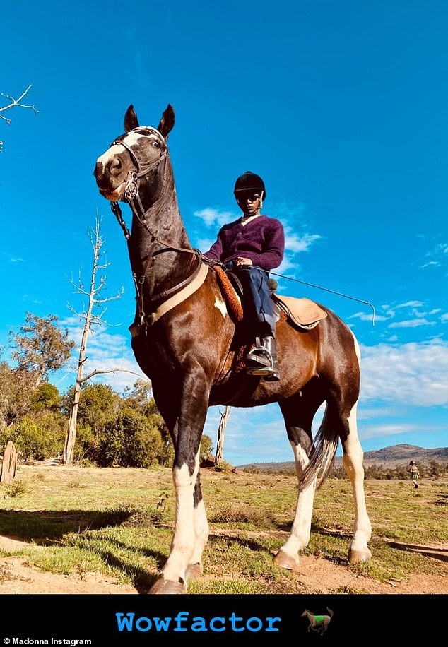 Family affair: It appears that adoptive son David Banda, 17, also appeared in the horseback riding video posted to Instagram.