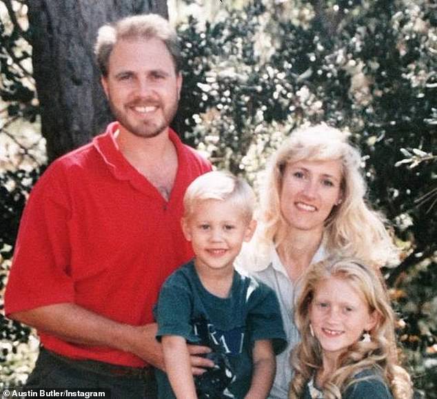Questioning her career: As she dealt with the grief of her mother's death, 'I thought, 'I've got a little money in the bank.'  I'll take some time off.  Then I began to sink into a deeper and deeper depression';  Austin seen with his family and his mother (top right) when he was a child