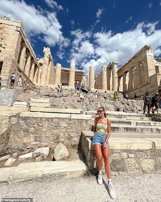 The influencer, photographed in Greece, has traveled the world alone.