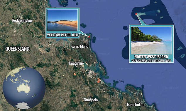 The couple had been away from North West Island, which is about 75 kilometers northeast of Gladstone, all along.