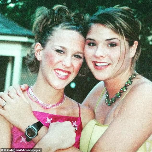 'My grandmother, who I adored, but who had a biting personality, said something like: "Oh Jenna!  looking chubby,"' recalled Bush Hager (pictured with a friend before prom)