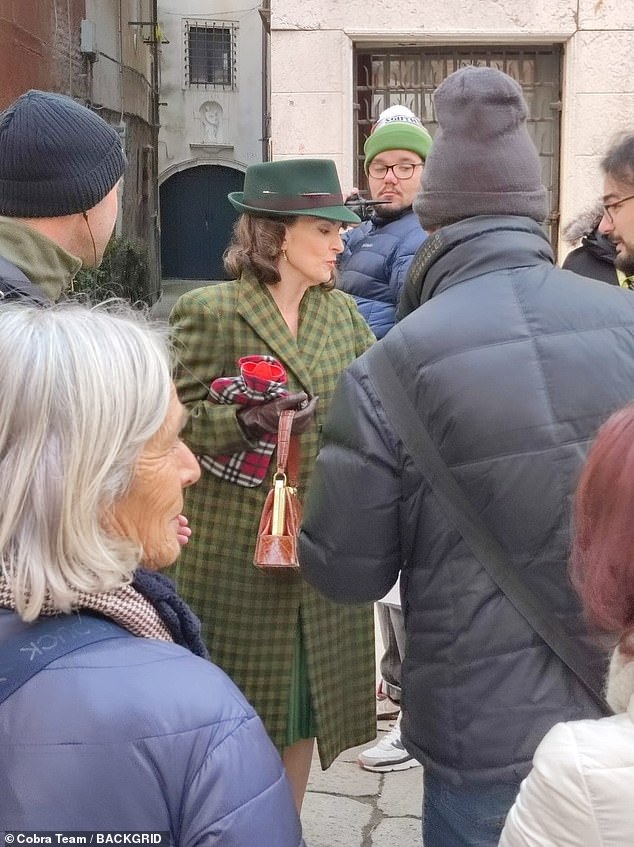 Excited: Tina seemed excited to be on set, smiling and talking to the cast and crew between takes