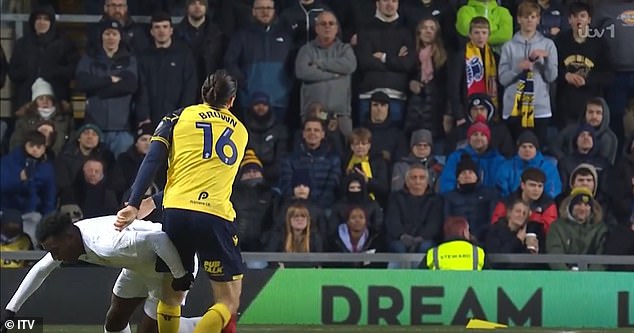 Brown eventually received a yellow card for fouling Arsenal striker Eddie Nketiah and then delayed the restart of play.