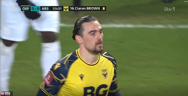 Brown received the booking in the 59th minute of the game that Arsenal would win 3-0