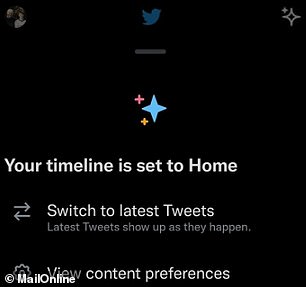 Here, the old version of the app is set to 'Home' (where recommended tweets have been promoted algorithmically)