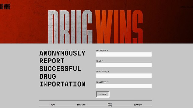 His 'ironic' web page allows anyone to upload the location, year, type of drug and amount of drugs the police failed to intercept.