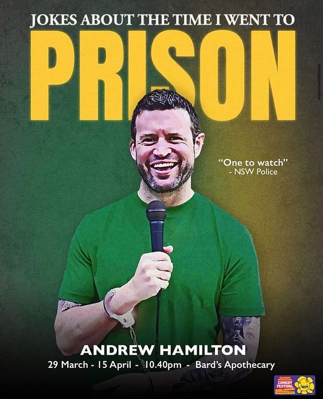 The poster produced for Mr Hamilton's upcoming comedy show has a prominent recommendation from the NSW Police which reads 