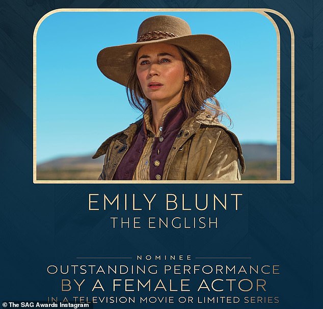 Leading the Brits: Emily, 39, is nominated for Outstanding Performance by an Actress in a TV Movie of a Series for her captivating role as Cornelia Locke in The English