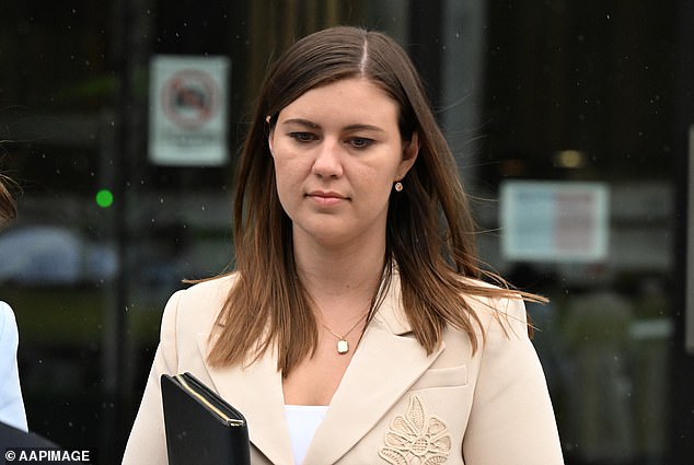 Brittany Higgins (pictured outside ACT Supreme Court) alleged that Bruce Lehrmann raped her in parliament in a TV interview on the Projec