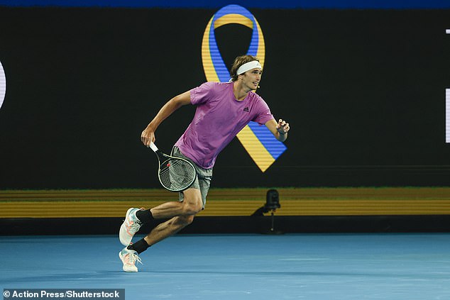 Germany's Alexander Zverev (pictured playing at a charity event in Melbourne on Wednesday night) looms as a potential hurdle for Kyrgios.