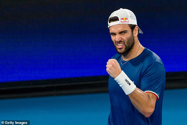 The Australian could meet 2021 Wimbledon runner-up Matteo Berrettini (pictured playing at the United Cup in Sydney earlier this month) in the third round.