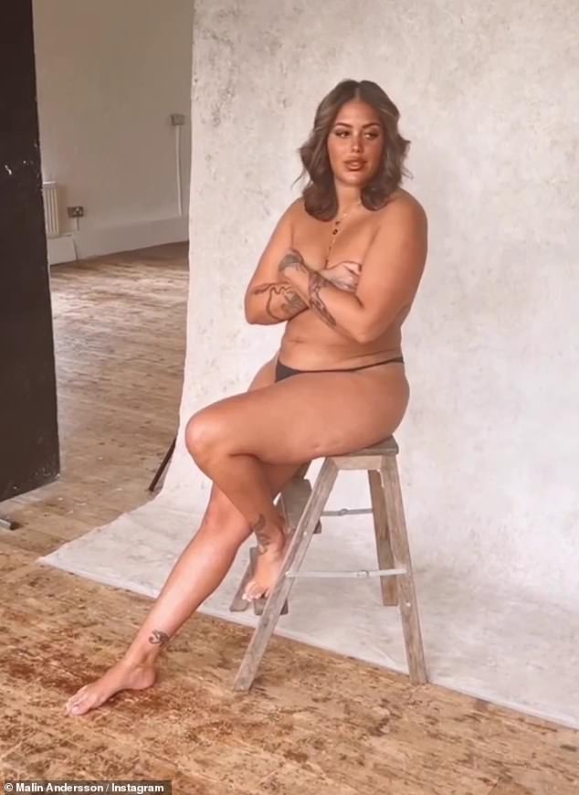 Wow: The former Love Island star, 30, wowed fans when she stripped down for the sizzling shoot wearing just a black thong