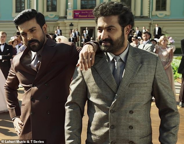 Premise: Directed by highly successful filmmaker SS Rajamouli, RRR stars Ram Charan (left) and Jr. NTR (right) in a swanky action musical about Indians resisting British rule.