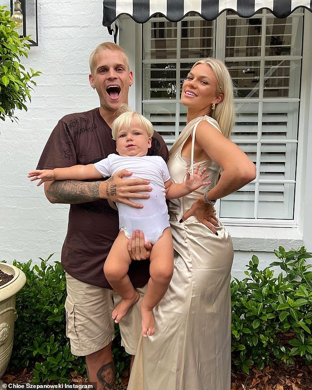 He also reposted another comment speculating that his influential girlfriend, Chloe Szepanowski, had something to do with his situation.  The couple is pictured with their son Arti, two