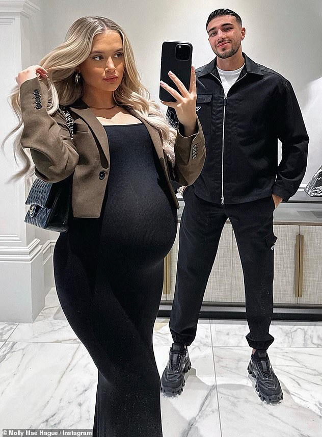 Parents-to-be: The couple are excited to be first-time parents and are ready to welcome their baby boy in a matter of weeks.