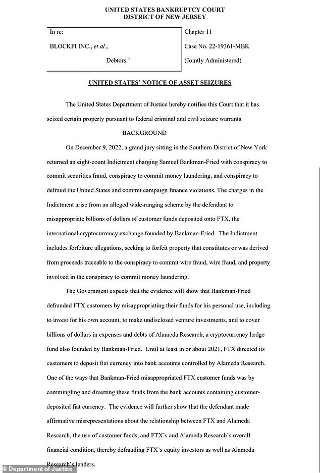 In a court filing on Friday, federal prosecutors confirmed the seizure of Robinhood's 55.3 million shares and an additional $20.7 million in cash from British brokerage ED&F Man.