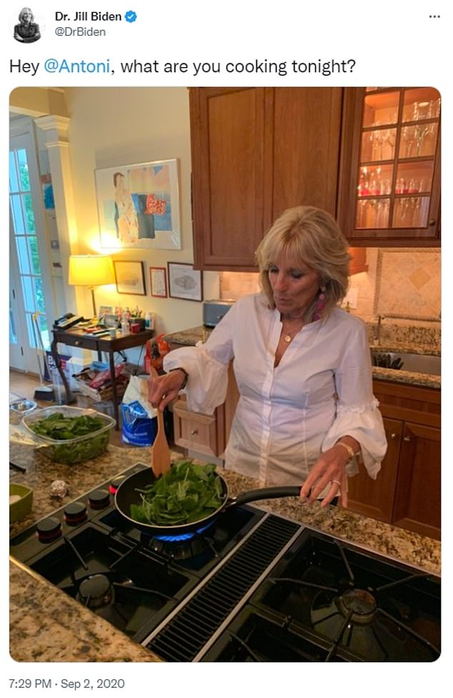 Several Republicans shared this 2020 tweet from First Lady Jill Biden that showed her cooking vegetables on a gas stove.