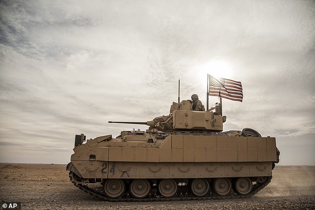 Among the weapons that the United States has provided to Ukraine are several Bradley tanks, like the one seen here.