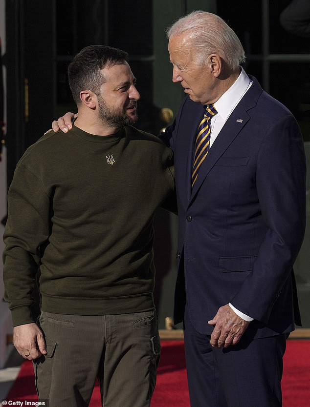 On Friday, the Department of Defense announced that it would send its largest aid package yet to Ukraine.  US President Joe Biden is seen here speaking with Ukraine's President Volodomyr Zelensky last month.