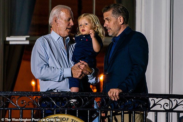 Hunter Biden is seen with his father Joe and son Beau at the White House in July 2022.