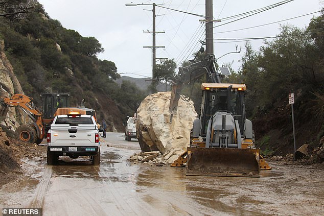 This 'big rock' fell directly onto a highway in Malibu, completely cutting off access on both sides.