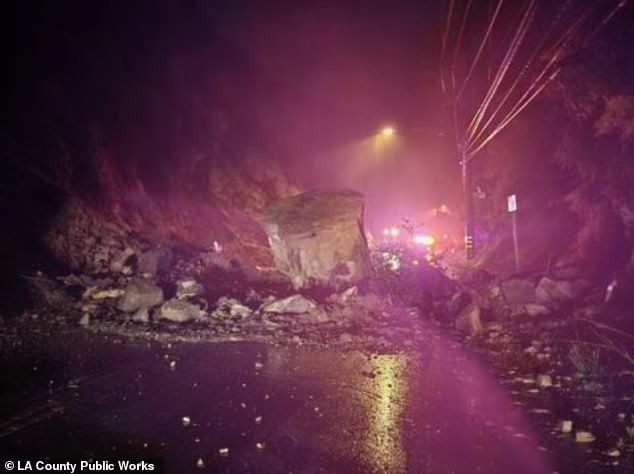 This image of the rock was shared by Los Angeles County Public Works.