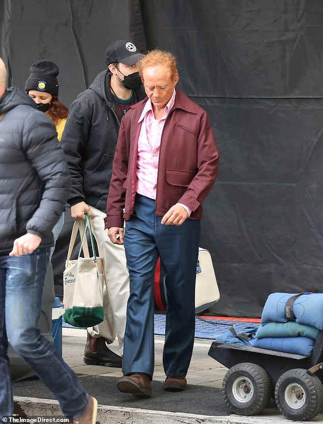 Robert's Look: The actor was seen sporting a curly red wig with a receding hairline, which comes months after he shaved his head to accommodate the wigs.