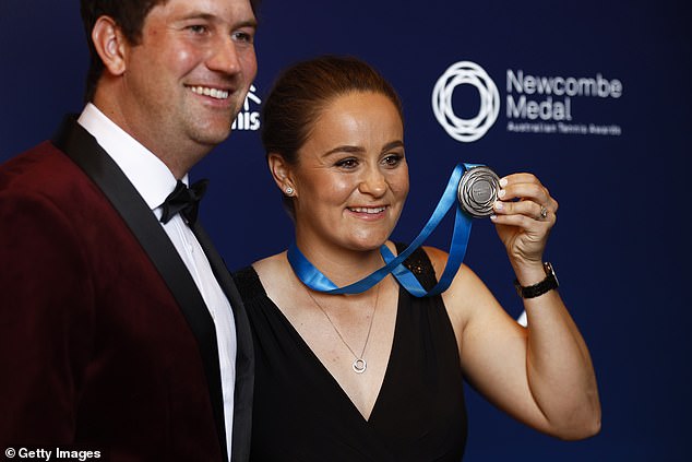 The tennis great and her husband Garry Kissick (pictured together at the Newcombe Medal ceremony in Melbourne last month) tied the knot in July last year.