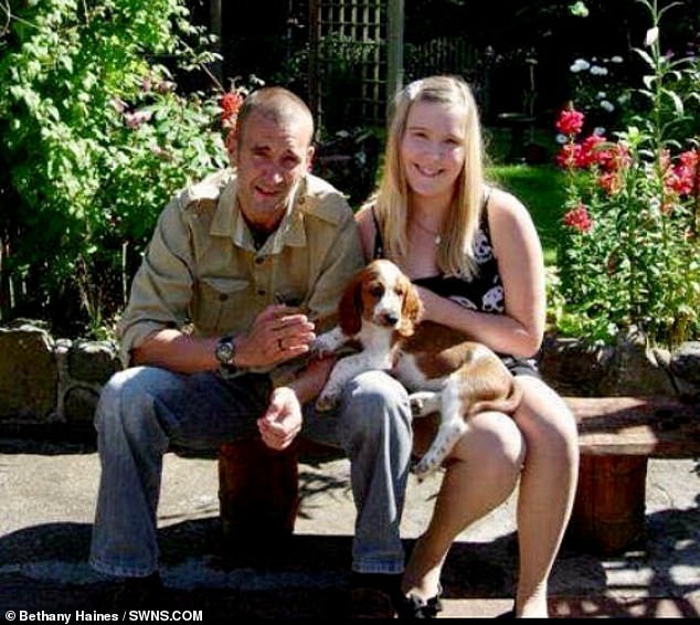 Kotey kidnapped her David Haines (left) and witnessed his torture and murder.  His daughter Bethany Haines (right, pictured as a teenager) says she believes Kotey is still in the US penal system. She fears the terrorist is 'helping authorities' and wants Kotey returned to a facility of high security to serve the entirety of his sentence.