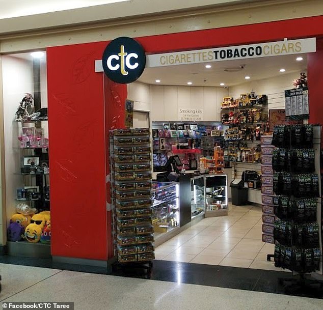 He bought Tuesday's division one winning ticket from the CTC tobacco shop in Taree (pictured) on the North Shore of New South Wales by chance, intending to buy another lottery ticket for Wednesday.