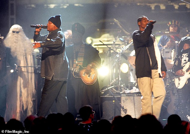 Some of the catalog could include songs from Dr. Dre's 1993 album The Chronic. Pictured in 1993 on stage with Snoop Dogg