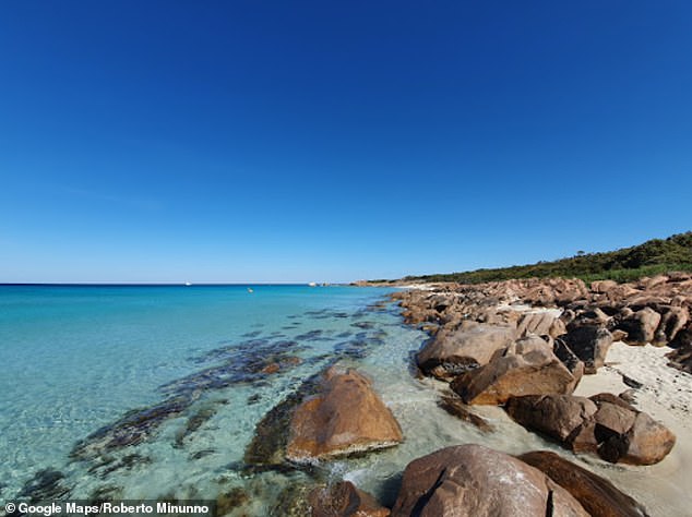 Meelup Brach (above) was closed for four hours as swimmers waited for the three sharks to move on