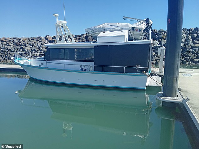 The former commercial fisherman dragged the couple into his boat before helping them into his boat (pictured)