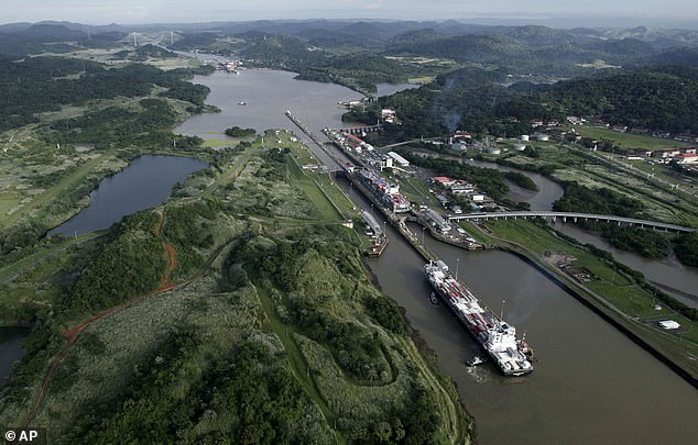 The Panama Canal connects the Gulf of Mexico and the Atlantic Ocean with the Pacific Ocean.  It is located about 2,500 miles from the southern border of the United States.