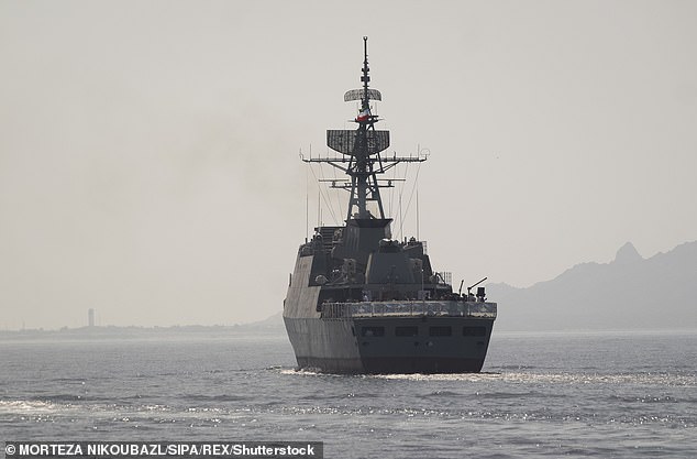 An Iranian warship sailing near the Persian Gulf.  The fleet will soon enter the Pacific Ocean for the first time